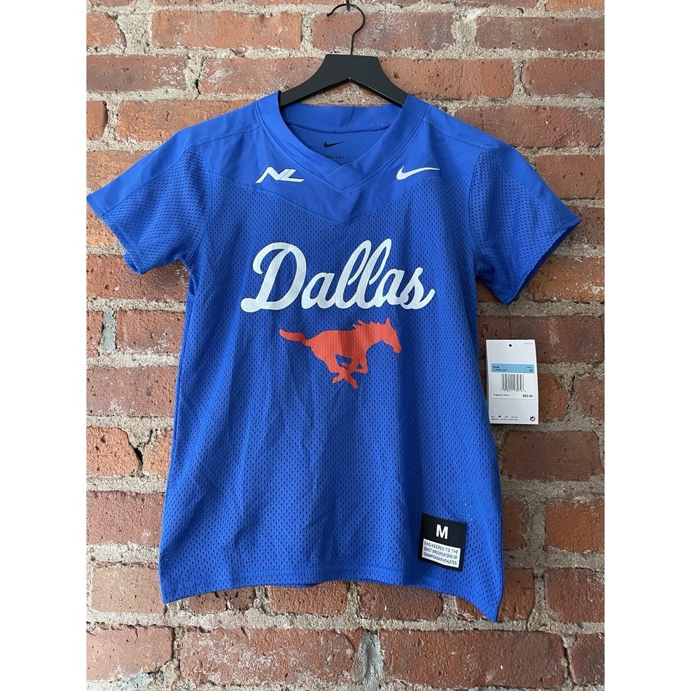 NWT Nike Mesh Flag Football Jersey Youth Boy's M navy blue Dallas #1 Dri-Fit‎